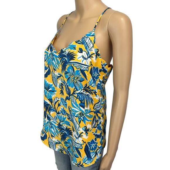 2/$30 J. Crew Floral Scalloped Cami Top Blanche Floral Yellow Blue AO912 Size 4 - Picture 4 of 13